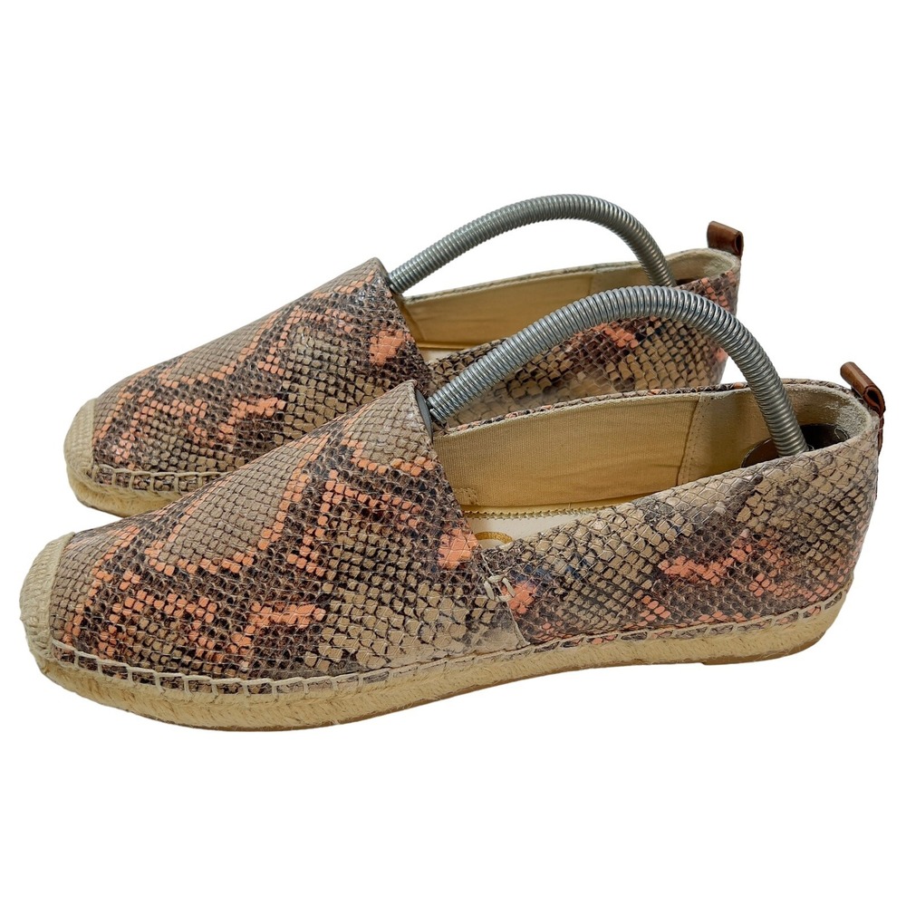 Sam Edelman Khloe Slip-On Snakeskin Mesa Nude Leather Espadrille Flats Size 10
